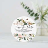Blush & White Florals Elegante Moderne Hochzeit Save The Date (Stehend Vorderseite)