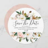 Blush & White Florals Elegante Moderne Hochzeit Save The Date (Vorne/Hinten)