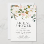 Blush & White Florals Elegantes Brautparty Einladung (Vorderseite)