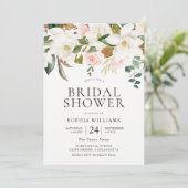 Blush & White Florals Elegantes Brautparty Einladung (Stehend Vorderseite)