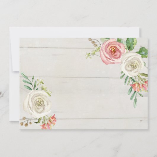 Blush White Florals | Girl Baby Shower Einladung (Rückseite)