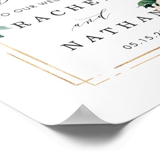 Blush White Frame Blumenzange Begrüßungszeichen Poster (Ecke)