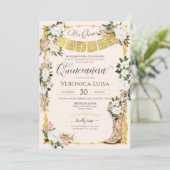 Blush White Gold Charge Blumenboot Quinceanera in Einladung (Stehend Vorderseite)