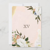 Blush White Gold Charme Blumenkleid Quinceanera I Einladung (Rückseite)