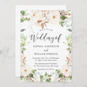 Blush & White Green Leaf Blumenkraut Hochzeit Einladung (Vorne/Hinten)