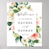 Blush White Hexagon Rahmen Wedding Willkommenszeic Poster (Vorne)