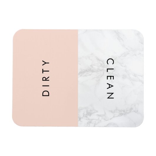Blush & White Marble Moderne Typografie Geschirrsp Magnet (Horizontal)