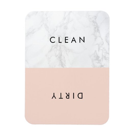 Blush & White Marble Moderne Typografie Geschirrsp Magnet (Vertikal)