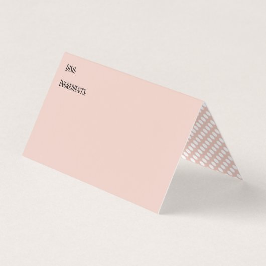 Blush & White Polka Dots Potluck Dish Recipe Cards Visitenkarten (Vorderseite)