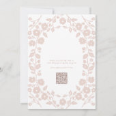 Blush White QR Code Folk Floral Brautparty Einladung (Rückseite)