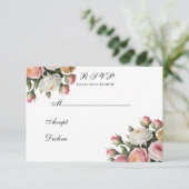 Blush, White Rose Floral Wedding RSVP Card Dankeskarte (Stehend Vorderseite)