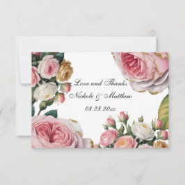 Blush, White Rose Floral Wedding Thank You Dankeskarte
