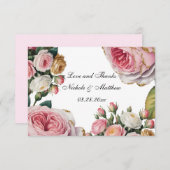 Blush, White Rose Floral Wedding Thank You Dankeskarte (Vorne/Hinten)
