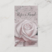 Blush White Rose Glam Moderner Marmor Freundlicher Empfehlungskarte (Vorderseite)