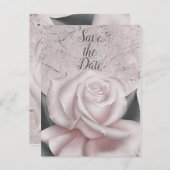 Blush White Rose Glam Moderner Marmor Save the Dat Ankündigungspostkarte (Vorne/Hinten)
