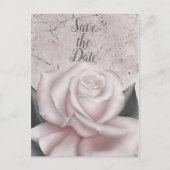 Blush White Rose Glam Moderner Marmor Save the Dat Ankündigungspostkarte (Vorderseite)
