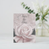 Blush White Rose Glam Moderner Marmor Save the Dat Ankündigungspostkarte (Stehend Vorderseite)