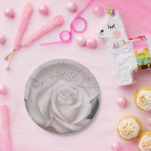 Blush White Rose Glam Modernes Brautparty aus Marm Pappteller (Party)