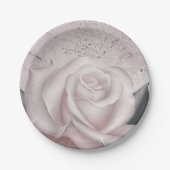 Blush White Rose Glam Modernes Brautparty aus Marm Pappteller (Vorderseite)