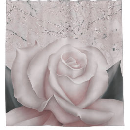 Blush White Rose Glam Modernes Shabby Chic aus Mar Duschvorhang