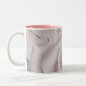 Blush White Rose Glam Modernes Shabby Chic aus Mar Zweifarbige Tasse (Links)