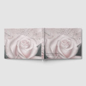 Blush White Rose Moderne Marmorhochzeit Gästebuch (Voll)