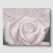 Blush White Rose Moderne Marmorhochzeit Gästebuch (Rückseite)