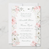 Blush & White Roses Blumengarten Hochzeit Einladung (Vorderseite)