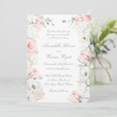 Blush & White Roses Blumengarten Hochzeit Einladung (Stehend Vorderseite)