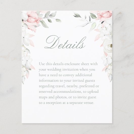 Blush & White Roses Blumengarten Hochzeitsdetails (Vorderseite)