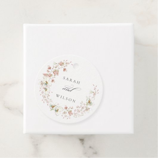 Blush White Rustic Meadow Blumenzeremonie Geschenkanhänger (Beispiel)