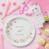 Blush White Rustic Meadow Blumenzeremonie Pappteller (Party)