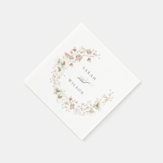 Blush White Rustic Meadow Blumenzeremonie Serviette (Ecke)