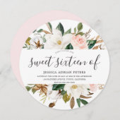 Blush & White Schöne Blume Sweet 16 Einladung (Vorne/Hinten)