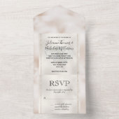 Blush White Silver Glam Glitzer Herz All In One Einladung (Innen Boden)