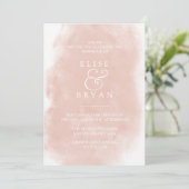 Blush & White Simple Modern Watercolor Wedding Einladung (Stehend Vorderseite)