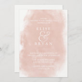 Blush & White Simple Modern Watercolor Wedding Einladung (Vorne/Hinten)