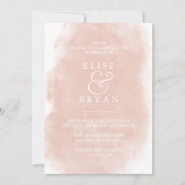 Blush & White Simple Modern Watercolor Wedding Einladung