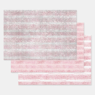 Blush White Sparkle Geburtstag Geschenkpapier Set