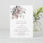 Blush White Textured Roses Simple Wedding Einladung (Stehend Vorderseite)
