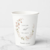 Blush White Wiadow Floral Wreath Foto Hochzeit Pappbecher (Rückseite)
