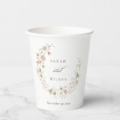 Blush White Wiadow Floral Wreath Foto Hochzeit Pappbecher (Vorderseite)
