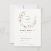 Blush White Wiadow Floral Wreath Wedding RSVP (Vorderseite)