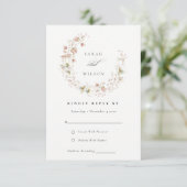 Blush White Wiadow Floral Wreath Wedding RSVP (Stehend Vorderseite)