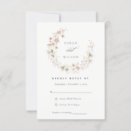 Blush White Wiadow Floral Wreath Wedding RSVP