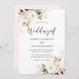 Blush White Wonderland Blume Hochzeit Einladung