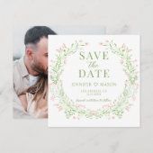 Blush Widflower Save the Date Foto Einladung (Vorne/Hinten)
