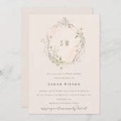 Blush Wildblume Flora Brautparty laden Dankeskarte (Vorne/Hinten)