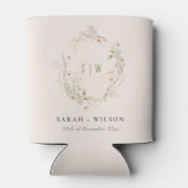 Blush Wildblume Floral Monogram Wreath Wedding Dosenkühler (Rückseite)