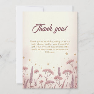 Blush Wildblume Rustic Baby Dusche Danke Karte